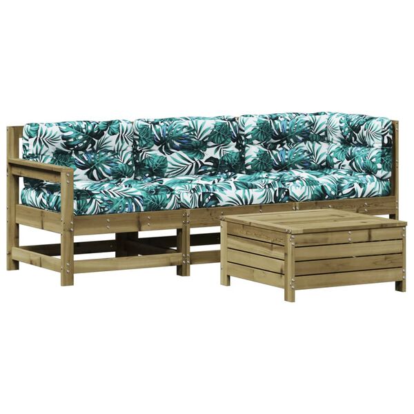 vidaXL 4 pcs conjunto lounge de jardim c/ almofad&otilde;es pinho impregnado