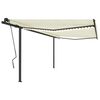 vidaXL Toldo retr&aacute;til manual com luzes LED 4x3 m cor creme