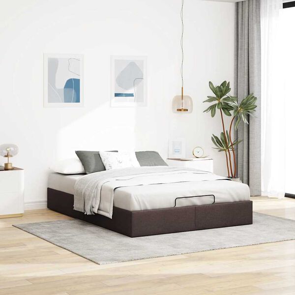 vidaXL Estrutura de cama otomana sem colch&atilde;o 140x200cm castanho-escuro