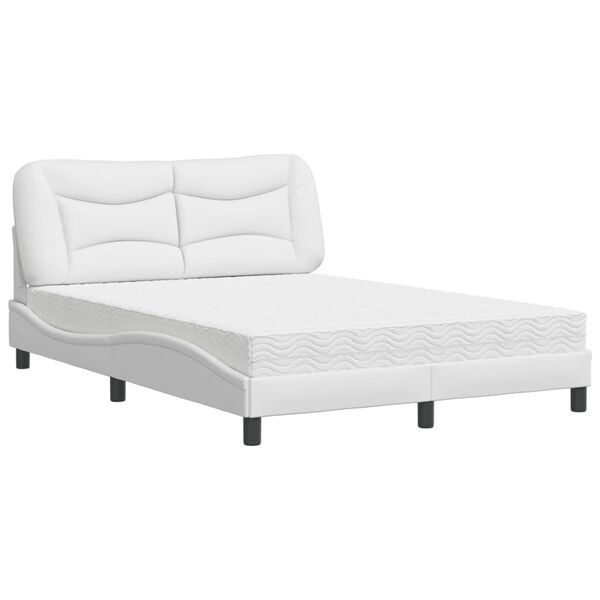 vidaXL Cama com colch&atilde;o Hvar 120x200 cm couro artificial branco