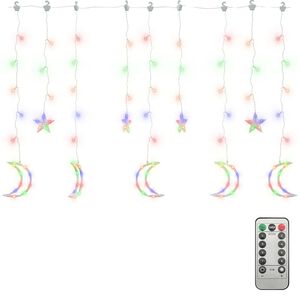 vidaXL Estrelas e luas de luz c/ controlo remoto 138 LEDs colorido