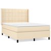 vidaXL Cama com molas/colch&atilde;o 140x200 cm tecido cor creme