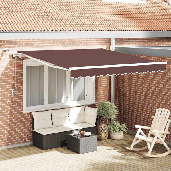 vidaXL Toldo retr&aacute;til autom&aacute;tico com luz LED 300x250 cm castanho
