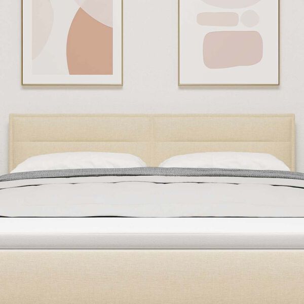 vidaXL Cabeceira LED com luzes de tira LED Creme 144 cm Poli&eacute;ster