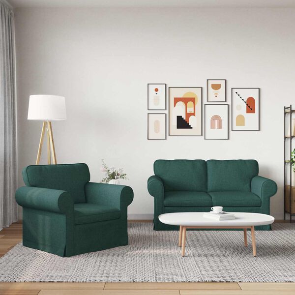 vidaXL Sof&aacute; 120cm 2 pcs Verde Escuro Metal