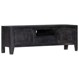 vidaXL M&oacute;vel de TV 118x30x40 cm madeira de mangueira maci&ccedil;a preto