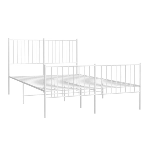 vidaXL Estrutura de cama com cabeceira e p&eacute;s 140x190 cm metal branco