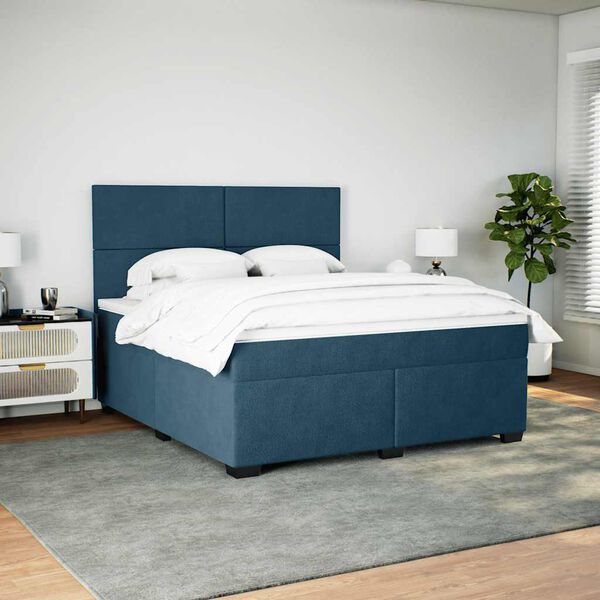 vidaXL Cama com molas/colch&atilde;o 180x200 cm veludo azul