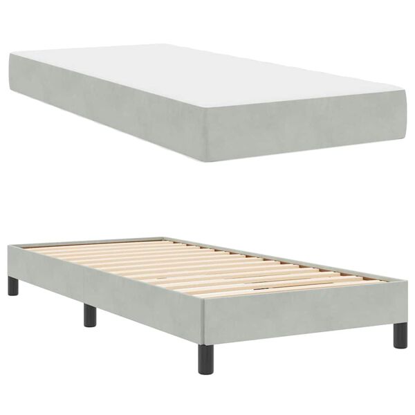 vidaXL Cama Box com colch&atilde;o Cinzento-claro 90 x 210 cm tecido