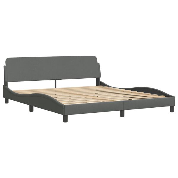 vidaXL Cama com colch&atilde;o Hvar 180x200 cm tecido cinzento-escuro