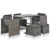 vidaXL Conjunto jantar p/ exterior com almofad&otilde;es 7 pcs vime cinzento