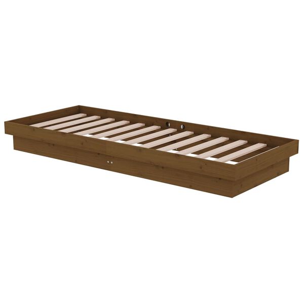 vidaXL Estrutura cama pequena solteiro 75x190 cm madeira castanho mel