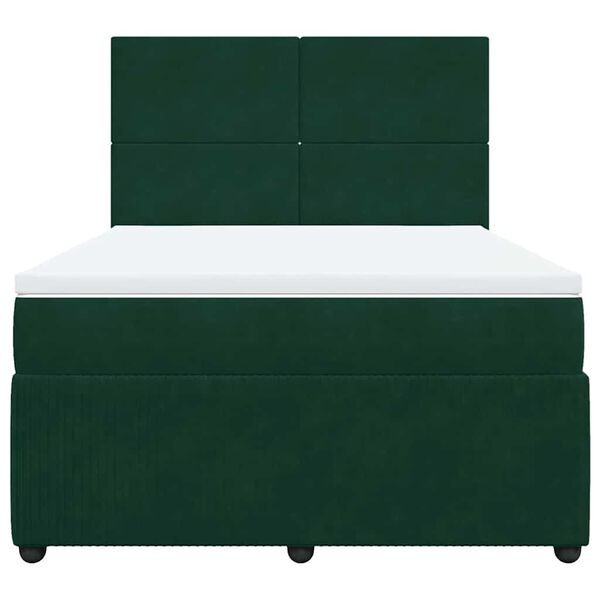 vidaXL Cama com molas/colch&atilde;o 140x200 cm veludo verde-escuro