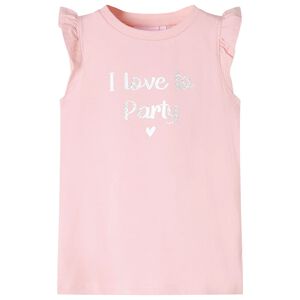 vidaXL T-shirt para crian&ccedil;a manga com folhos rosa-claro 104