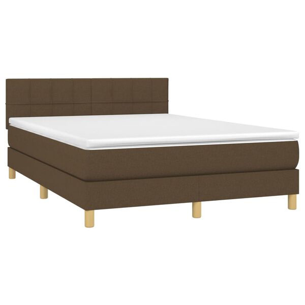 vidaXL Cama com molas/colch&atilde;o 140x190 cm tecido castanho-escuro