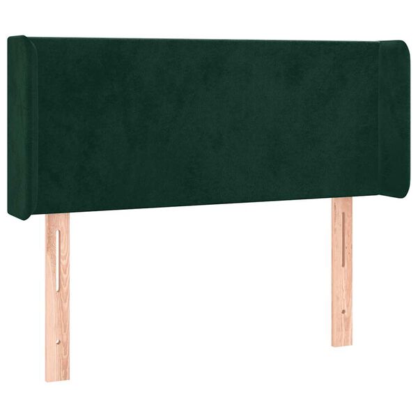 vidaXL Cabeceira de cama c/ abas veludo 93x16x78/88 cm verde-escuro