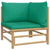 vidaXL 9 pcs conjunto lounge de jardim bambu c/ almofadões verdes