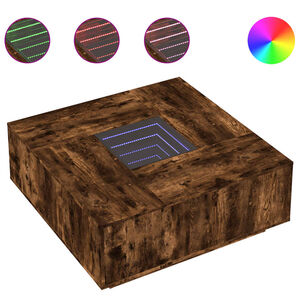 vidaXL Mesa de centro luzes LED Infinity 100x100x40 cm carvalho fumado