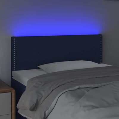 vidaXL Cabeceira de cama c/ luzes LED tecido 100x5x78/88 cm azul