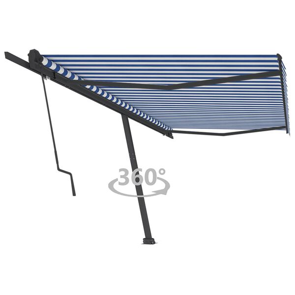 vidaXL Toldo autom&aacute;tico independente 500x350 cm azul e branco
