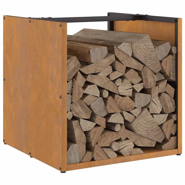 vidaXL Rack Lenha 40x40x40 cm a&ccedil;o resistente &agrave;s intemp&eacute;ries