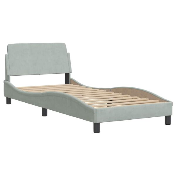 vidaXL Estrutura de cama sem colch&atilde;o Hanko 90x200 cm veludo cinzento-claro