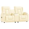 vidaXL Poltrona massagens 2 lug. reclinável sup. copo couro art. creme