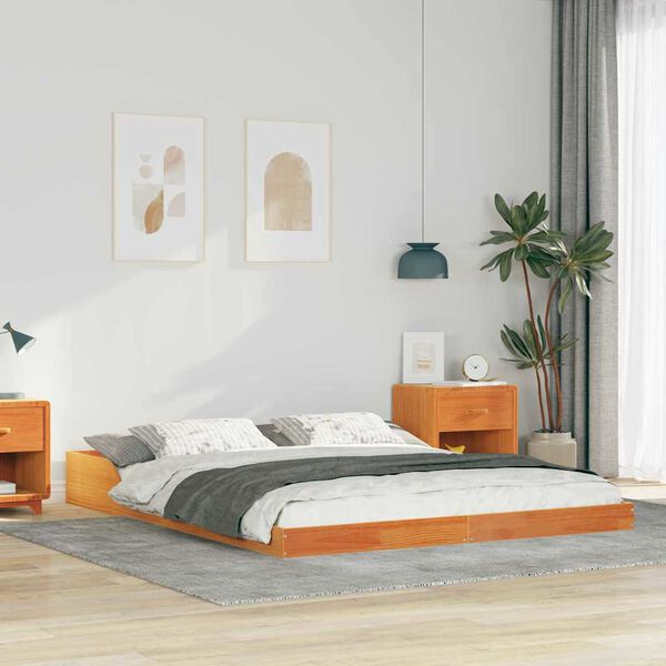 vidaXL Estrutura da Cama Marrom Cera 160 x 220 cm
