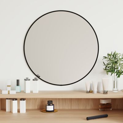 vidaXL Espelho de parede Ø50 cm redondo preto