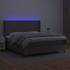 vidaXL Cama box spring c/ colch&atilde;o/LED 180x200cm couro artificial cinza
