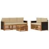 vidaXL Conjunto de Sof&aacute;s para Exterior 6 unid. Natural e Bege