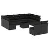 vidaXL 12 pcs conjunto de sof&aacute;s de jardim c/ almofad&otilde;es vime PE preto