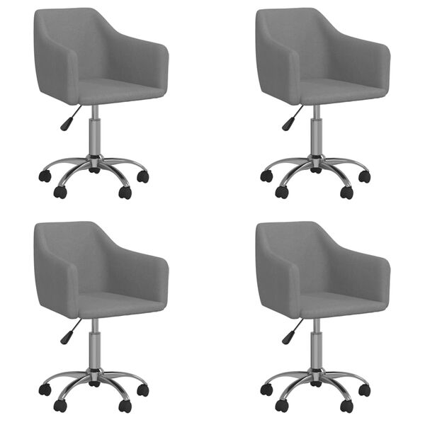 vidaXL Cadeiras de jantar girat&oacute;rias 4 pcs tecido cinzento-claro