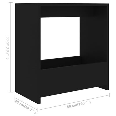 vidaXL Mesa de apoio 50x26x50 cm contraplacado preto