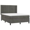 vidaXL Cama box spring c/ colch&atilde;o/LED 140x200cm veludo cinzento-escuro