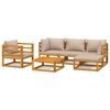 vidaXL 6pcs conj. lounge jardim madeira c/almofad&otilde;es cinza-acastanhado
