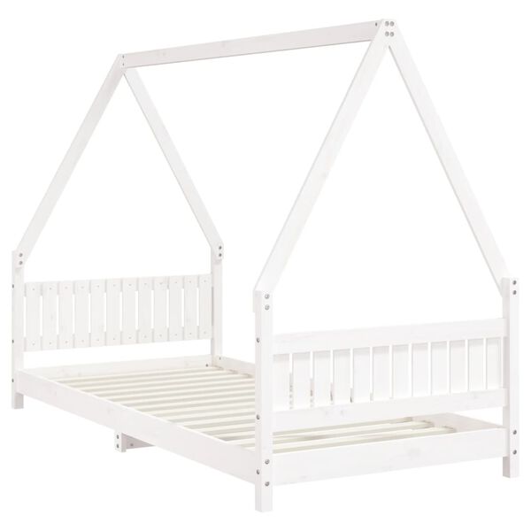 vidaXL Estrutura de cama infantil 90x200 cm pinho maci&ccedil;o branco
