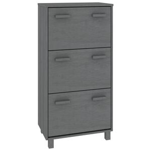 vidaXL Sapateira HAMAR 59,5x35x117 cm pinho maci&ccedil;o cinza-escuro