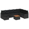 vidaXL Conjunto de Sof&aacute; de Jardim 9 unid. Preto Rattan Sint&eacute;tico