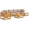 vidaXL 7pcs conj. lounge jardim madeira c/almofad&otilde;es cinza-acastanhado