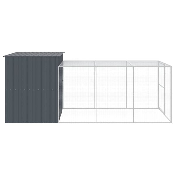 vidaXL Casota p/ c&atilde;es c/ parque 214x457x181 cm a&ccedil;o galvaniz. antracite