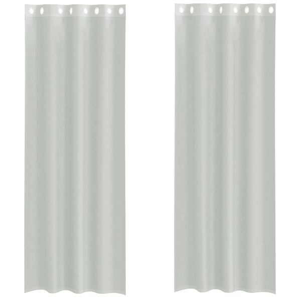 vidaXL Cortinas de voile com ilhós 2 pcs cinzento-claro 140x300 cm