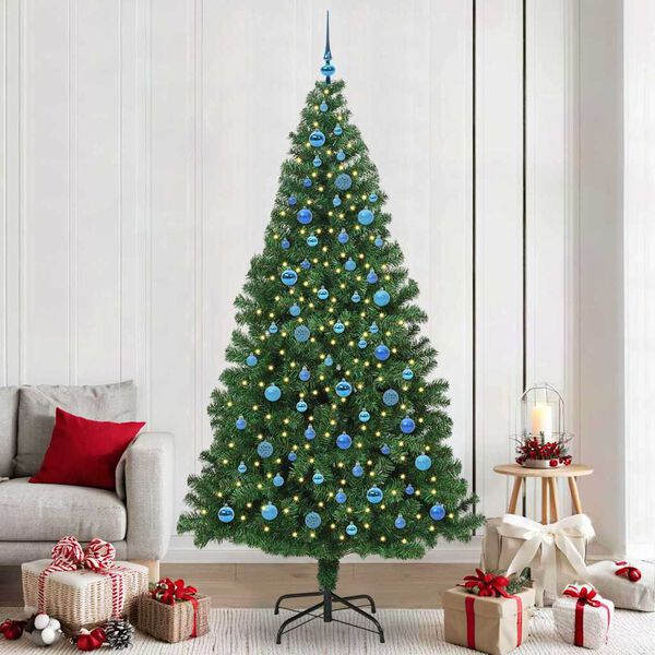 vidaXL &Aacute;rvore de Natal Artificial Verde 240 cm PVC, A&ccedil;o e Pl&aacute;stico