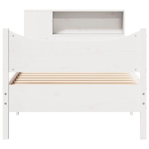 vidaXL Cama sem colch&atilde;o 75x190 cm madeira de pinho maci&ccedil;a branco