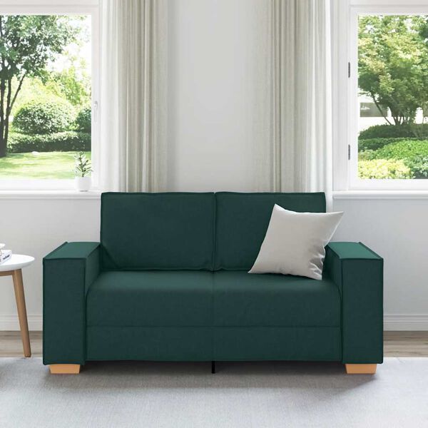 vidaXL Sof&aacute; de 2 lugares verde escuro 160x78x84 cm tecido