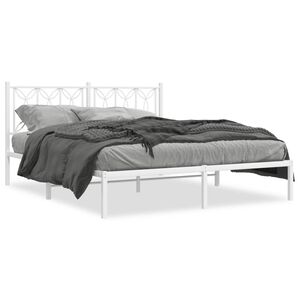 vidaXL Estrutura de cama com cabeceira 150x200 cm metal branco