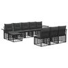 vidaXL Conjunto de Sof&aacute;s para Exterior 9 unid. Preto e Cinza Escuro