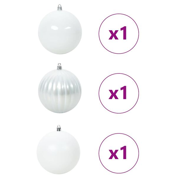 vidaXL Conjunto de Bolas de Natal XXL 3 pcs Branco Pl&aacute;stico