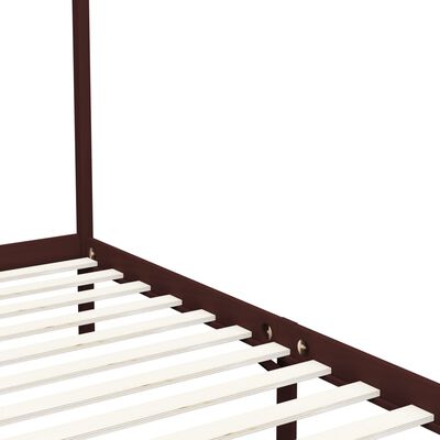 vidaXL Estrutura cama com toldo 140x200cm pinho maciço castanho-escuro
