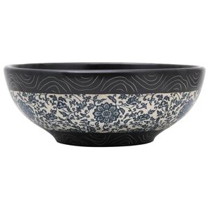 vidaXL Lavat&oacute;rio de bancada redondo &Phi;41x14 cm cer&acirc;mica preto e azul